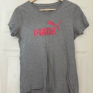 Puma Gray Women’s T-Shirt with Pink Logo